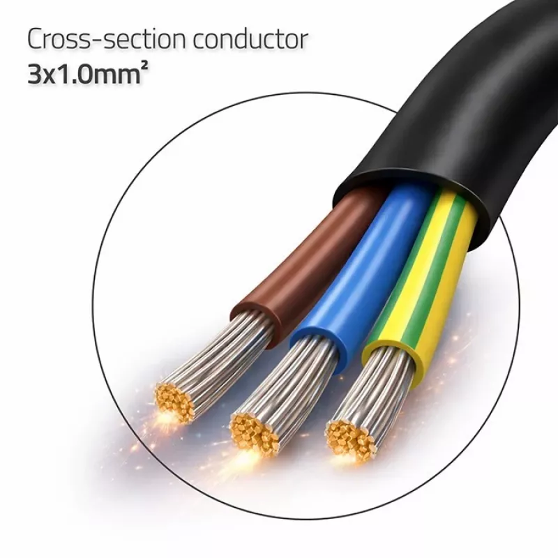 QOLTEC Power Cable SCHUKO CEE Angled Plug Cu Stripped 1.5m Black