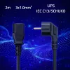 QOLTEC Power Cable SCHUKO CEE Angled Plug IEC C13 2m Black