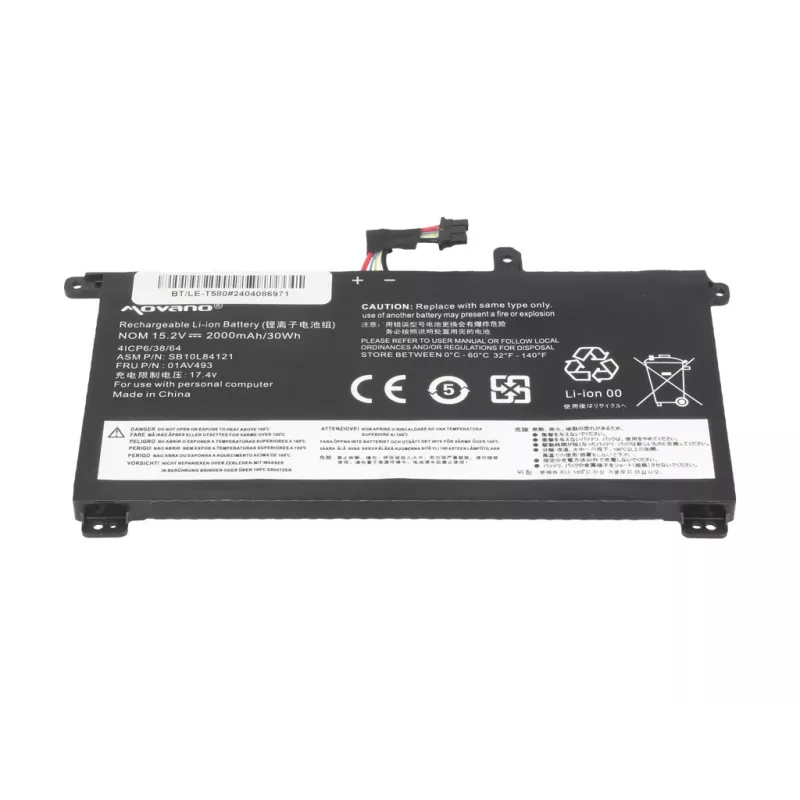 MOVANO Battery 01AV493 for Lenovo ThinkPad T570 T580 P51S - 2000 mAh (30 Wh)