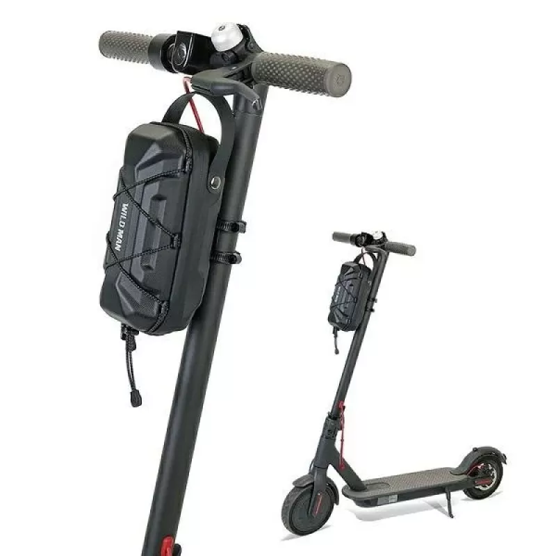 WILDMAN GD6X 2L Handlebar Bag for Electric Scooter, Black, Hard Shell, Water-Resistant