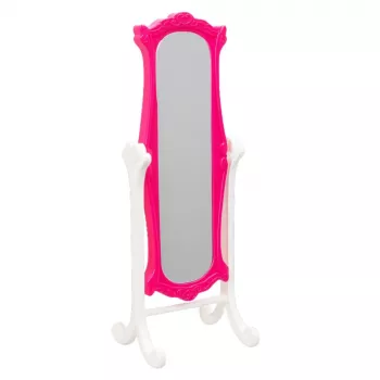 LEAN TOYS Doll Furniture Set Wardrobe Mirror Hangers Pink