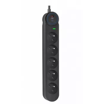 ART F2110 Power Strip 5 Outlets 16A 3m Black