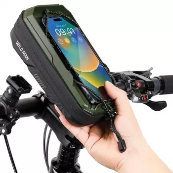 WILDMAN Bicycle Frame Bag with Phone Holder, Black, 1L