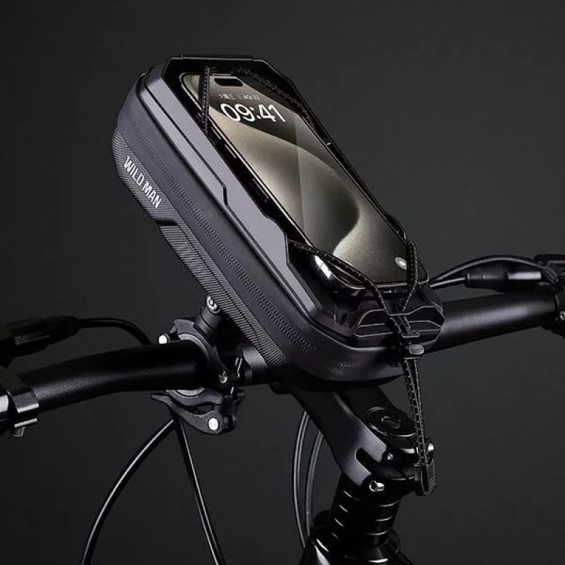 WILDMAN Bicycle Frame Bag with Phone Holder, Black, 1L