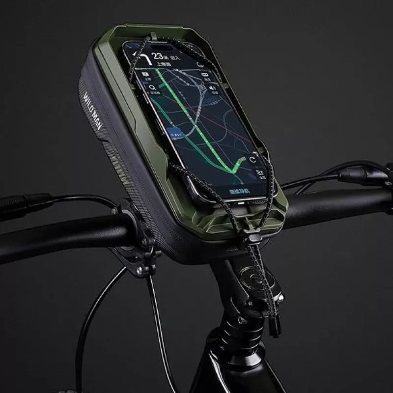 WILDMAN Bicycle Frame Bag GX330 with Phone Mount, Green