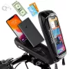 WILDMAN X3 Bicycle Handlebar Bag with Phone Holder, Black, Hard Shell, Water-Resistant, Up to 6.7 inch