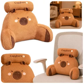 LEAN TOYS Backrest Armchair Back Support for Armchair Bed Capybara Brown 60 x 40 cm