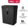 DELI ET014 Cross-Cut Paper Shredder, 10 Sheets, P-4 Security, 21L Bin, Black