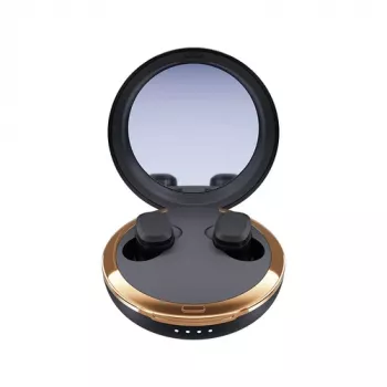 Happy Plugs Adore Wireless In-Ear Headphones with Mirror Charging Case (Black)