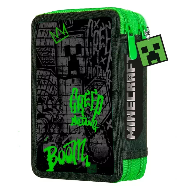 KIDS Minecraft Fold-Out Pencil Case for School, Expandable Organizer, Multi-Colour