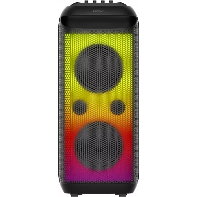 SENCOR Partycon CORE Power 140W Portable Bluetooth Speaker with TWS, IPX4, RGB LED, Karaoke, Black