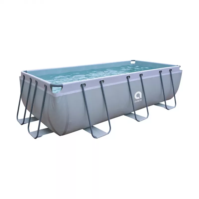 AVENLI Frame Pool 400x200x99 cm Rectangular Above Ground Pool with Filter Pump, Ladder, Cover, and Ground Cloth