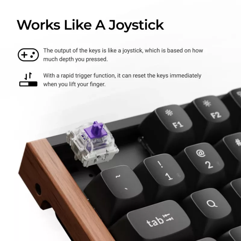 Keychron K8H-F1 75% Magnetic Wood Black Gaming Keyboard