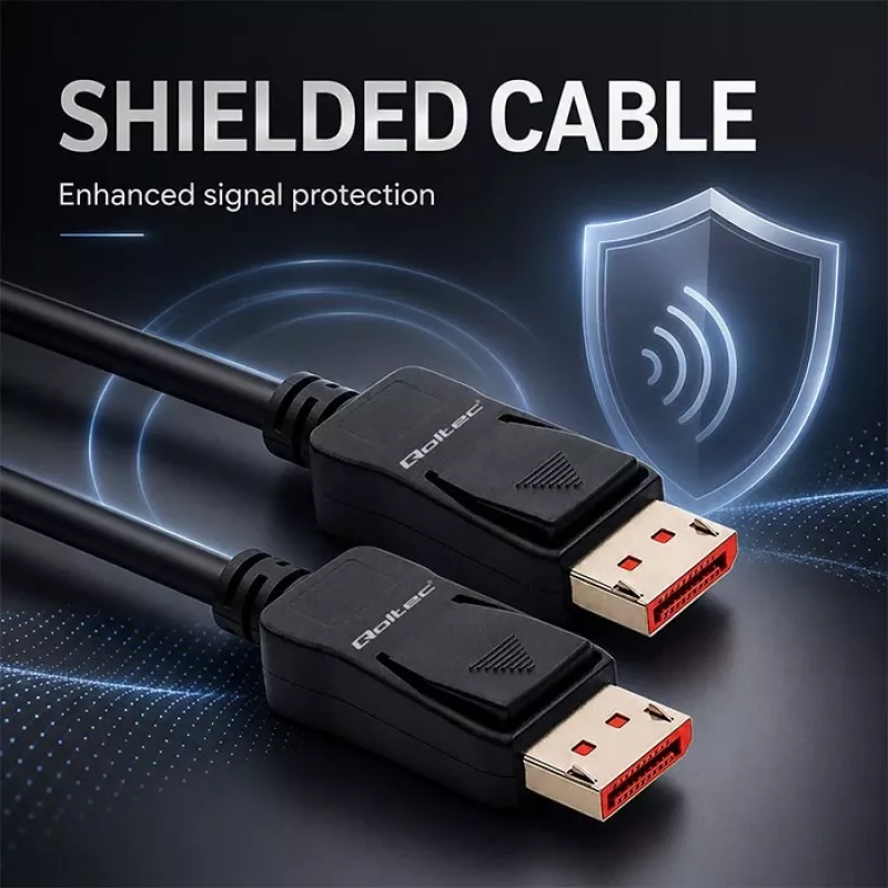 Qoltec DisplayPort v2.1 Cable Male to Male 8K 54G 5m Black