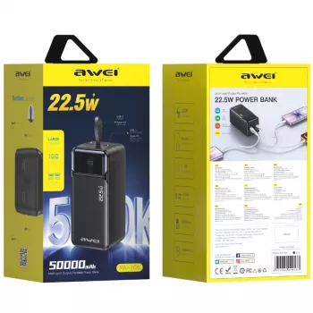 AWEI PA-106 Power Bank 50000mAh 22.5W PD 3xUSB-C Black
