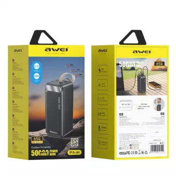 AWEI PA-81 Power Bank 50000mAh 65W PD 2xUSB-A/USB-C Black
