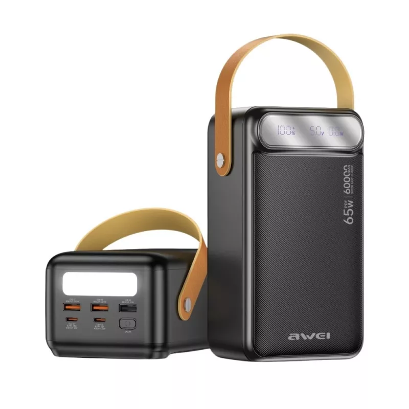 AWEI PA-82 Power Bank 60000mAh 65W PD 2xUSB-A/USB-C Black