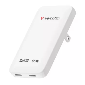 Verbatim Slim GaN Charger 2 Port 65W (EU/UK/US) White