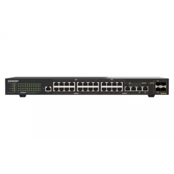 QNAP QSW-M2130P-2C2S26T 26-Port 2.5GbE PoE++ Managed Layer 2 Rackmount Switch with 2x 10GbE SFP+ and 2x 10GbE Combo Ports, 370W PoE Budget