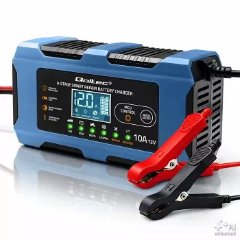 Qoltec 52668 Intelligent Battery Charger 12V 10A with Repair Function for AGM GEL LiFePO4