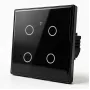 Qoltec Smart Touch Light Switch 4-Gang Wi-Fi Timer Tuya | Tempered Glass | White