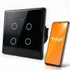 Qoltec Smart Touch Light Switch 4-Gang Wi-Fi Timer Tuya | Tempered Glass | White