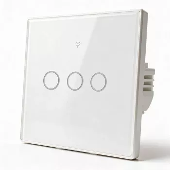Qoltec Smart Touch Light Switch 3-Gang Wi-Fi Timer Tuya White
