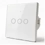 Qoltec Smart Touch Light Switch 3-Gang Wi-Fi Timer Tuya White