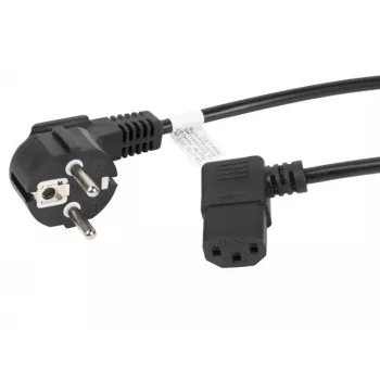 LANBERG CA-C13C-12CC-0030-BK 3m Angled Schuko to IEC C13 Power Cord, H05VV-F 3G1.0, VDE, Black