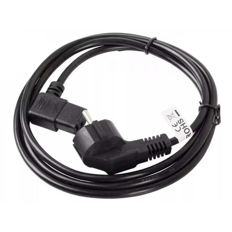 LANBERG CA-C13C-12CC-0030-BK 3m Angled Schuko to IEC C13 Power Cord, H05VV-F 3G1.0, VDE, Black