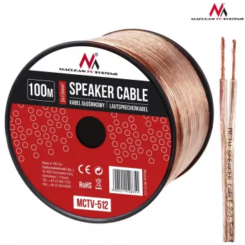 MACLEAN MCTV-512 Speaker Cable 100m 2x1.5mm² Transparent OFC Bulk Reel