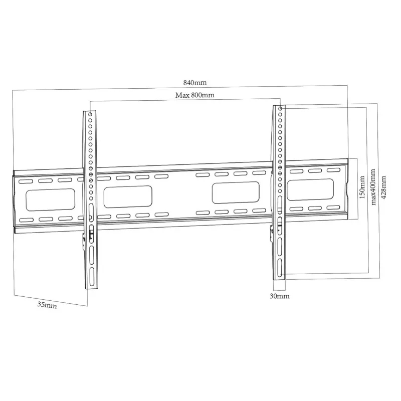 MACLEAN MC-420 Fixed TV Wall Mount for 43-120 inch Screens, 120 kg Load, VESA up to 900x600, Black