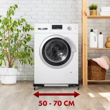 MACLEAN Mobile Washing Machine Base MC-118 B, Adjustable 450-700 mm, 200 kg Load, 4 Lockable Wheels, Black