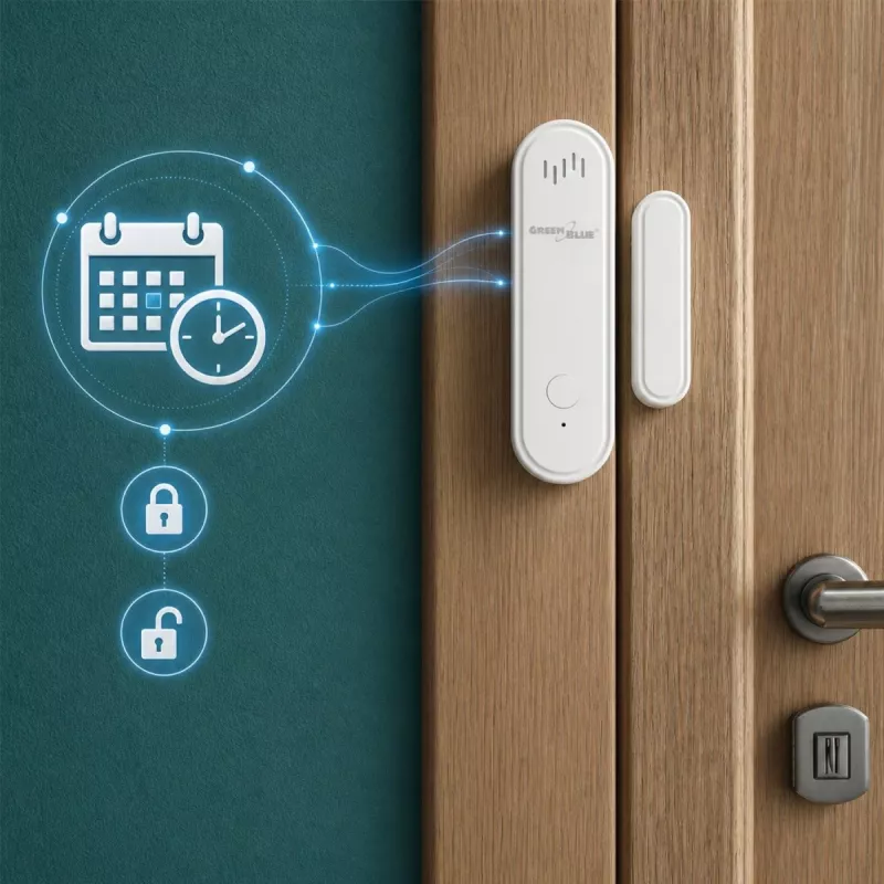 GREENBLUE GB478 Wireless WiFi Door/Window Sensor – Smart Magnetic Contact, Tuya & Gosund App, Alexa/Google, Battery Powered, White