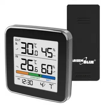 GREENBLUE GB169 B Wireless Weather Station with Color Display and Outdoor Sensor