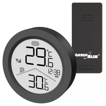 GREENBLUE Wireless Weather Station GB162 B – Indoor/Outdoor Temperature & Humidity Monitor with Remote Sensor