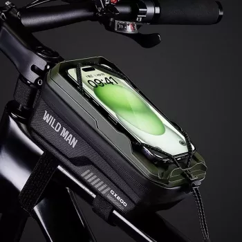 WILDMAN GX200 Bicycle Frame Bag with Phone Holder, Green