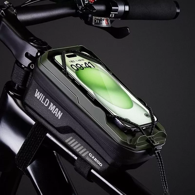 WILDMAN GX200 Bicycle Frame Bag with Phone Holder, Green