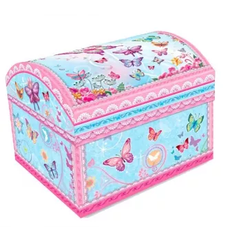 PULIO Pecoware Chest Music Box - Butterflies 2 | Wind-Up Musical Jewelry Box for Kids