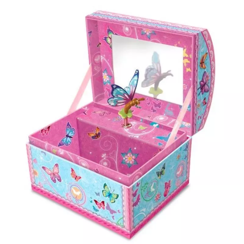PULIO Pecoware Chest Music Box - Butterflies 2 | Wind-Up Musical Jewelry Box for Kids