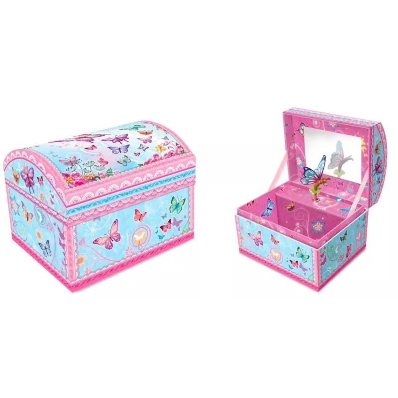 PULIO Pecoware Chest Music Box - Butterflies 2 | Wind-Up Musical Jewelry Box for Kids