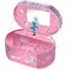 PULIO Pecoware Oval Music Box - Unicorn, Wind-Up Twinkle Twinkle Little Star, Spinning Figurine, Mirror, Flocked Lining, Multicolour