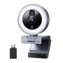 UGREEN 2K QHD Webcam with LED Fill Light and Built-in Microphone, 30fps, USB 2.0, Autofocus, 80° FOV, Clip-on & Tripod Ready, Black