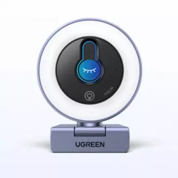 UGREEN 2K QHD Webcam with LED Fill Light and Built-in Microphone, 30fps, USB 2.0, Autofocus, 80° FOV, Clip-on & Tripod Ready, Black
