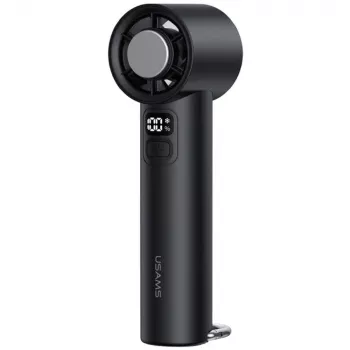 USAMS Ice-Cooling Handheld Fan 2000mAh Black - Portable Semiconductor Cooling Fan with USB-C, 3 Speeds, Detachable Base