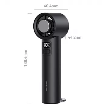 USAMS Ice-Cooling Handheld Fan 2000mAh Black - Portable Semiconductor Cooling Fan with USB-C, 3 Speeds, Detachable Base