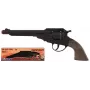 PULIO Cowboy Revolver Metal 8-Shot Cap Gun - Black/Silver with Brown Grips