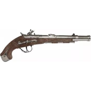 PULIO Gonher Metal Pirate Gun Toy Cap Gun, Die-cast Metal & Plastic, 8-Shot Ring Caps, Black/Grey with Brown Grip, Ages 8+