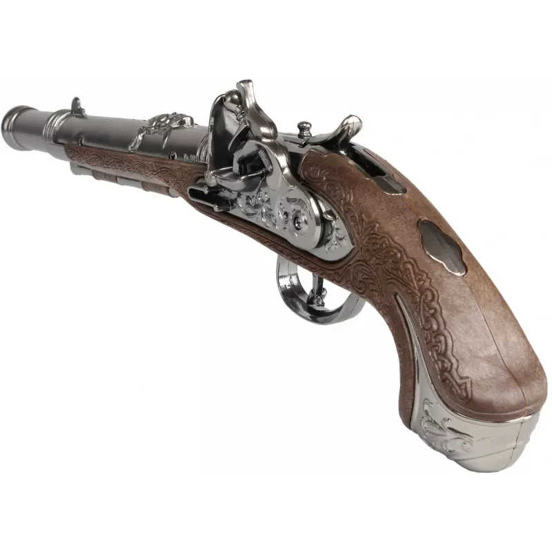 PULIO Gonher Metal Pirate Gun Toy Cap Gun, Die-cast Metal & Plastic, 8-Shot Ring Caps, Black/Grey with Brown Grip, Ages 8+