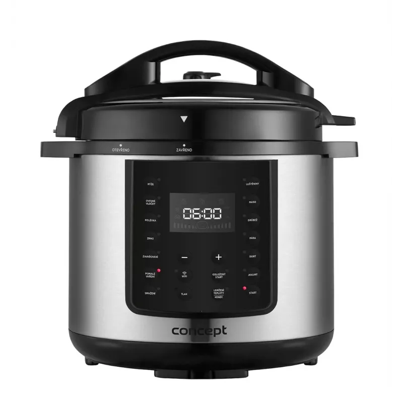 CONCEPT CK8001 Multicooker, 5L, 900W, 10 Programs, LED, Non-stick Ceramic Pot, Delay Start, Keep Warm, Black/Silver